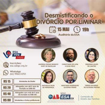 Divrcio por liminar ser debatido em mesa redonda promovida pela ESA