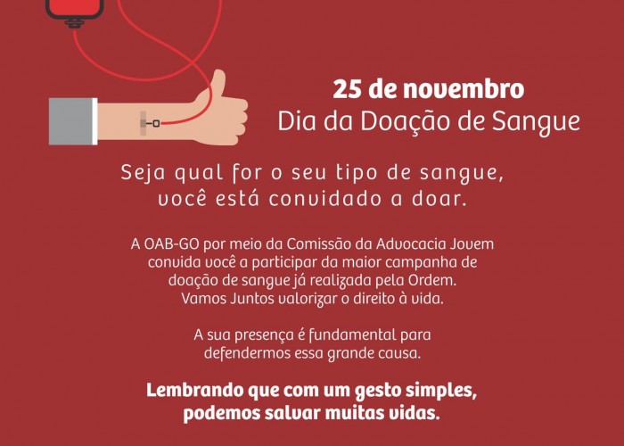 OAB-GO promove Dia da Doação de Sangue