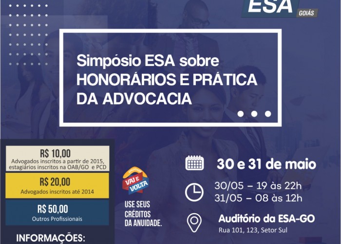 Honorários e prática da advocacia é tema de simpósio na ESA-GO
