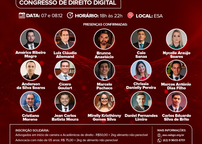 ESA realiza o Congresso de Direito Digital nos dias 7 e 8 de dezembro