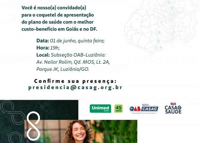 Casag e OAB-GO lançam o Salute, um plano de saúde com valores mais acessíveis para advocacia do Entorno do Distrito Federal