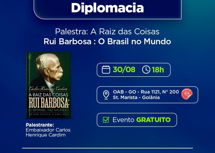 ESA promove palestra A Raiz das Coisas – Rui Barbosa: O Brasil no mundo nesta quarta-feira