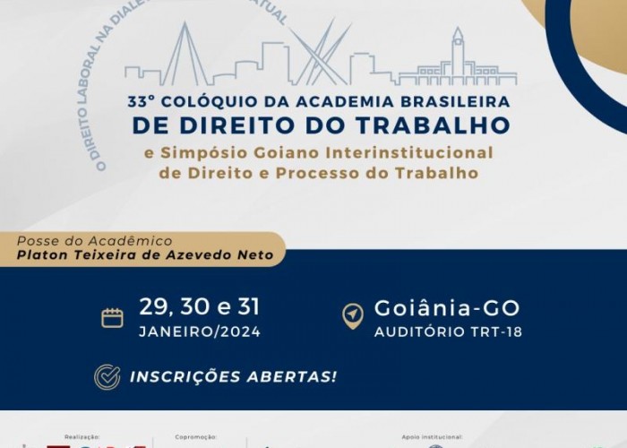 INSCREVA-SE PARA O 33º COLÓQUIO DA ACADEMIA BRASILEIRA DE DIREITO DO TRABALHO