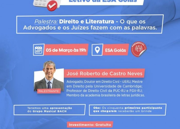 EVENTO SOBRE DIREITO E LITERATURA ABRE O SEMESTRE LETIVO DA ESA