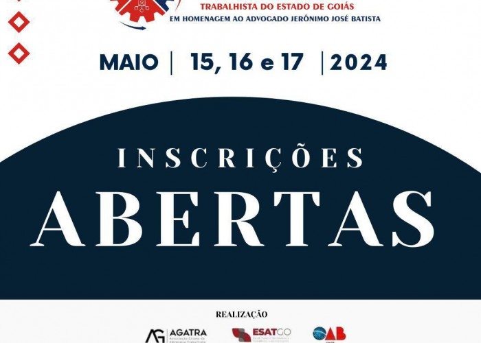 OAB-GO co-realiza a 12ª edição do Congresso Prático Trabalhista da Agatra; inscrições abertas