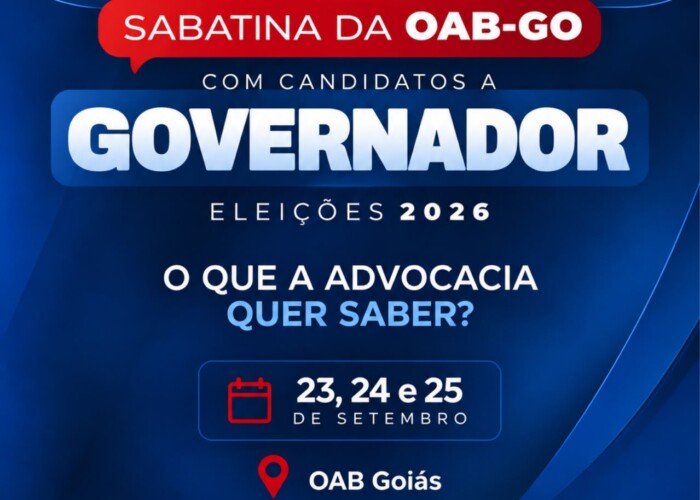 OAB-GO promove sabatina com candidatos ao Governo de Goiás entre os dias 23 e 25 de setembro